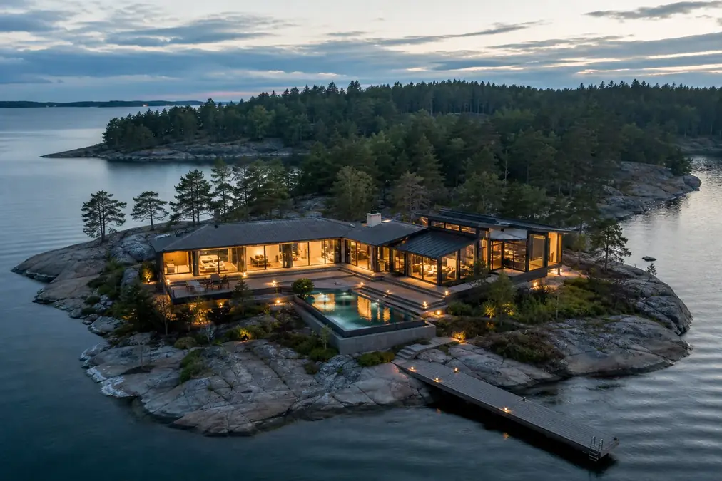 Standalone Halla Saari shoreline villa with private jetty and plunge pool